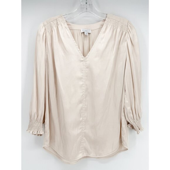 Sophie Cream Smocked Cut Current Air Blouse Sz S - Picture 2 of 10